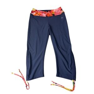 Vogo Athletics Cropped Leggings Floral Tie Hem Moisture Wicking S Sporty Chic